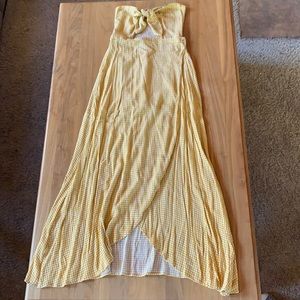 Gingham Yellow and White Strapless Dress